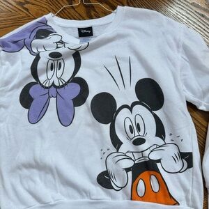 Disney White and Purple Sweatshirt with Vintage Character Design